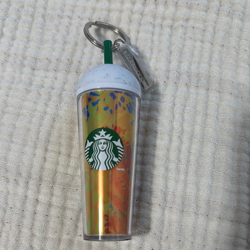 Starbucks Orange and White Tumbler Keychain